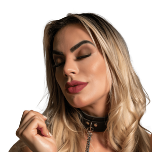 Coleira Creta Com Guia Dominatrix
