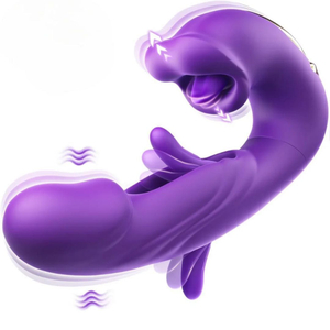 Vibrador Ponto G Em Formato De Glande Com Língua Mágica E Boca Estimuladora