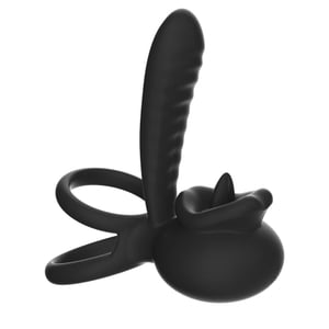 Anel Peniano Duplo Lip Ring Com Língua Estimuladora E Penetrador 9 Vibrações