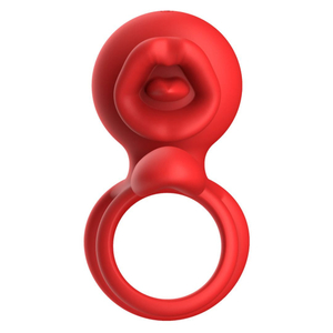 Anel Peniano Duplo Lip Ring Com Língua Estimuladora E Penetrador 9 Vibrações