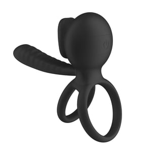 Anel Peniano Duplo Lip Ring Com Língua Estimuladora E Penetrador 9 Vibrações