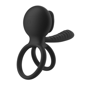 Anel Peniano Duplo Lip Ring Com Língua Estimuladora E Penetrador 9 Vibrações