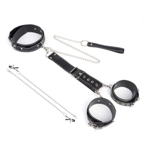 Kit Bondage Com Corrente De Tração E Guia Com Coleira Vibe Toys