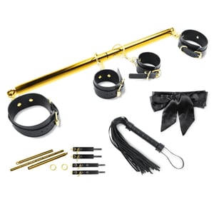 Kit Bondage Com Barra Espaçadora Dourada Vibe Toys