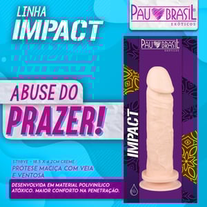 Prótese Realística Maciça Com Ventosa 18,5 X 4,2cm Linha Impact Pau Brasil