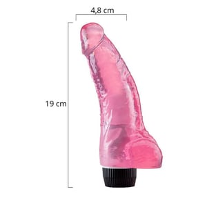 Pênis Realístico Em Jelly Com Escroto E Vibro 19 X 4,8 Cm Vibe Toys