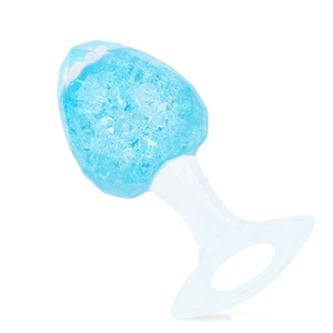 Plug Anal Diamante Médio Em Silicone Com Esfera De Vidro Interno