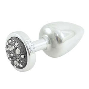 Plug Anal Less Cromado Pequeno Com Pedra Cravejada Hard