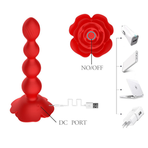 Plug Anal Escalonado Flower Em Silicone 10 Modos De Vibração E Rotação