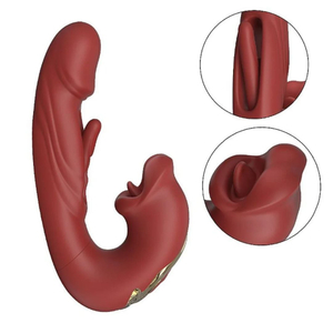 Vibrador Ponto G Em Formato De Glande Com Língua Mágica E Boca Estimuladora