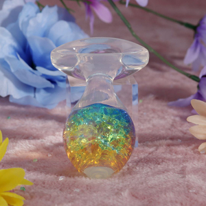 Plug Anal Seta Pequeno Em Silicone Com Esfera De Vidro Interno