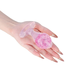 Plug Anal Seta Pequeno Em Silicone Com Esfera De Vidro Interno