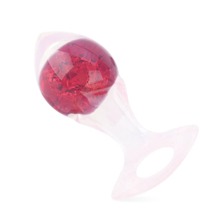 Plug Anal Seta Pequeno Em Silicone Com Esfera De Vidro Interno