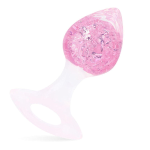 Plug Anal Coração Médio Em Silicone Com Esfera De Vidro Interno