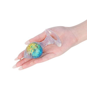 Plug Anal Coração Médio Em Silicone Com Esfera De Vidro Interno