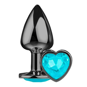 Plug Anal Pequeno Preto Com Pedra Formato De Coração Delicious