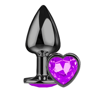 Plug Anal Pequeno Preto Com Pedra Formato De Coração Delicious