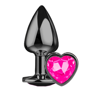 Plug Anal Pequeno Preto Com Pedra Formato De Coração Delicious
