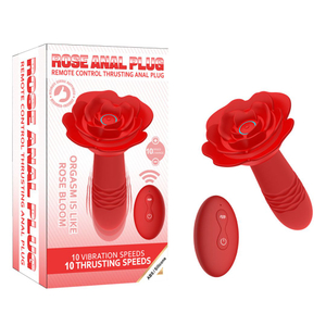 Plug Anal Flor Em Silicone Com Led 10 Modos De Vibração E 10 Modos De Vai E Vem