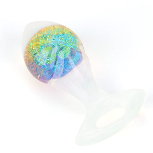 Plug Anal Seta Médio Em Silicone Com Esfera De Vidro Interno