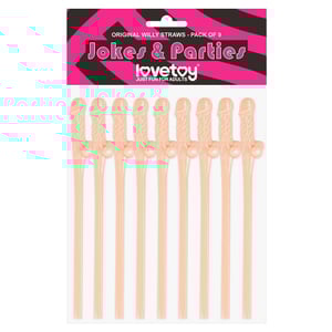 Kit Com 9 Canudos Pênis Original Willy Straws Vibe Toys