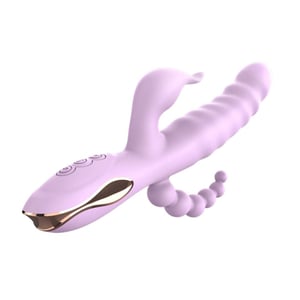 Vibrador Ponto G Sliding Com Plug Anal 7 Vibrações E 3 Modos De Vai E Vem Pleasure