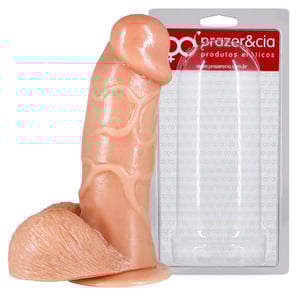 Prótese Com Escroto E Ventosa 18,5 X 4,8cm Prazer & Cia
