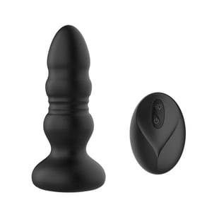 Plug Anal Escalonado Em Silicone Com Led 9 Modos De Vibração E Movimetos De Vai E Vem