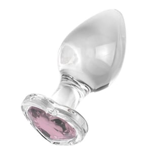 Plug Anal De Vidro Grande Com Pedra Brilhante Formato Coração