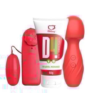 Kit Com Gel D4 Umectante Cápsula Bullet E Vibrador Ponta Dupla Litoral Moda íntima