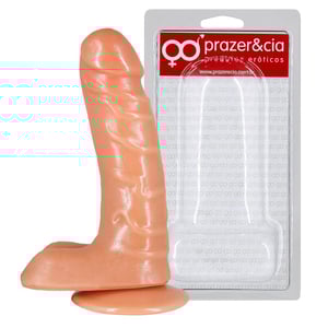 Prótese Com Escroto E Ventosa Maciça 16,5 X 3,6cm Prazer & Cia