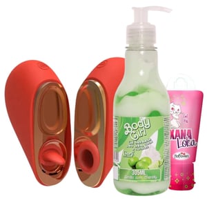 Kit Com Vibrador Duplo Xana Loka E Body Girl Hidratante De Limão Litoral Moda íntima