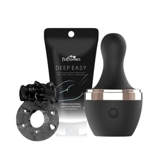 Kit Com Anel Vibratório Gel Umectante Deep Easy E Vibrador Lilith Litoral Moda Intima