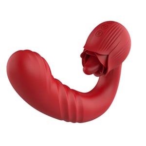 Vibrador Rose 9 Vibrações Com Língua Estimuladora E Penetrador Vai E Vem