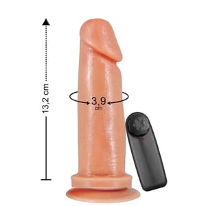 Prótese Realística Com Vibro Externo e Ventosa 13,2 X 3,9 Cm Prazer&cia