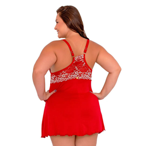 Camisola Bicolor Plus Size Com Renda Patitex
