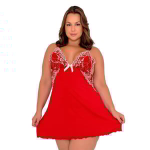 Camisola Bicolor Plus Size Com Renda Patitex