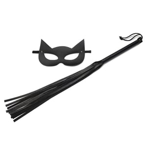 Kit Mulher Gato Com Chicote E Máscara Sexy Fantasy