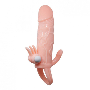 Capa Peniana Com Extensor De 4cm E Anel Para Escroto Com Estimulador E Capsula Vibratória
