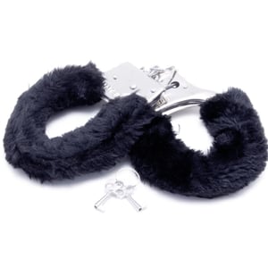 Algema De Metal Em Pelúcia Hand Cuffs Preto Vibe Toys