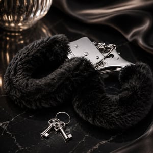 Algema De Metal Em Pelúcia Hand Cuffs Preto Vibe Toys