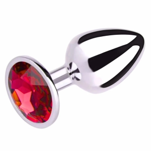 Plug Anal De Metal Pequeno Com Pedra Vermelha Vibe Toys