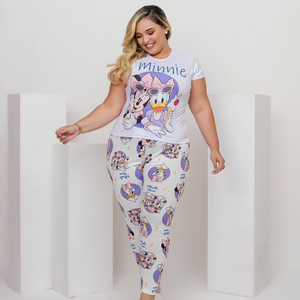 Pijama Sonho Plus Size Com Calça E Camiseta Minnie E Daisy Amável