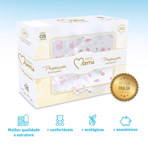 Fralda Premium Mami C/ Bainha Estampada 70cm X 70cm Caixa Contem 05 Un