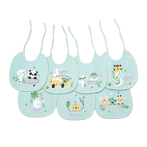 Babador Semaninha Felpudo E Plastificado Papi Estampado 20cm X 19cm Contem 07 Un