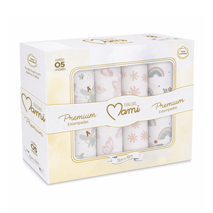 Fralda Premium Mami C/ Bainha Estampada 70cm X 70cm Caixa Contem 05 Un
