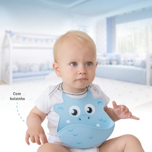 Babador De Silicone Papi Monstrinhos Baby Com Bolso 27cm X 20cm Contem 01 Un