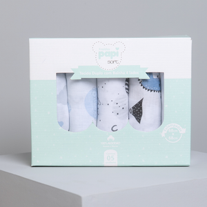 Fralda Papi Soft Estampada Com Bainha 68cm X 68cm Caixa Contém 05 Un