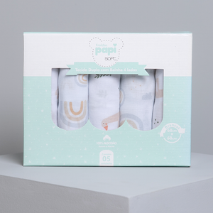 Fralda Papi Soft Estampada Com Bainha 68cm X 68cm Caixa Contém 05 Un