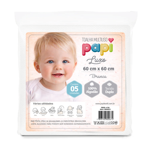 Toalha Multiuso Papi Luxo Branca 60cm X 60cm Contém 05 Unidades